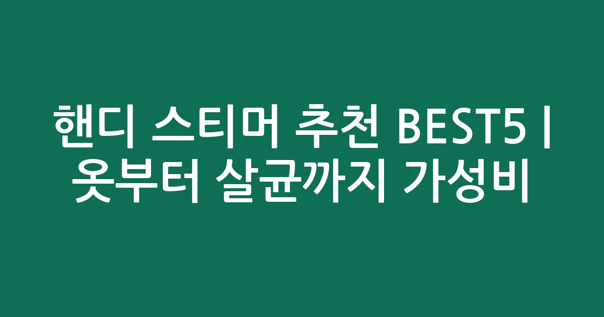 핸디 스티머 추천 BEST5 | 옷부터 살균까지 가성비·인기 비교