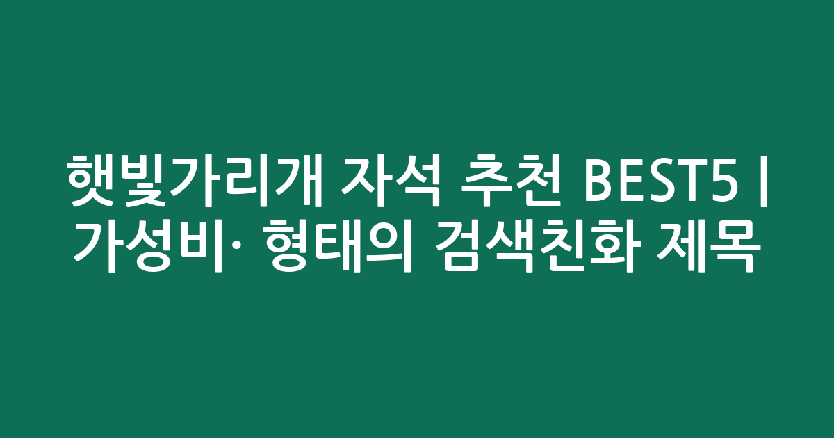 햇빛가리개 자석 추천 BEST5 | 가성비·인기 비교 형태의 검색친화 제목