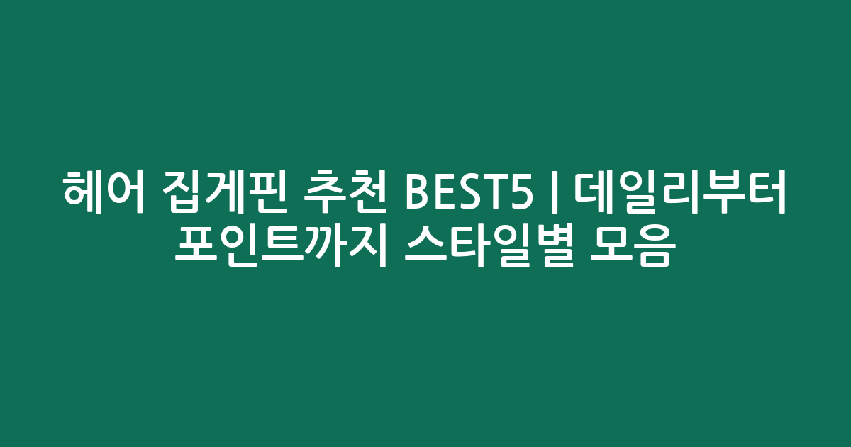 헤어 집게핀 추천 BEST5 | 데일리부터 포인트까지 스타일별 모음