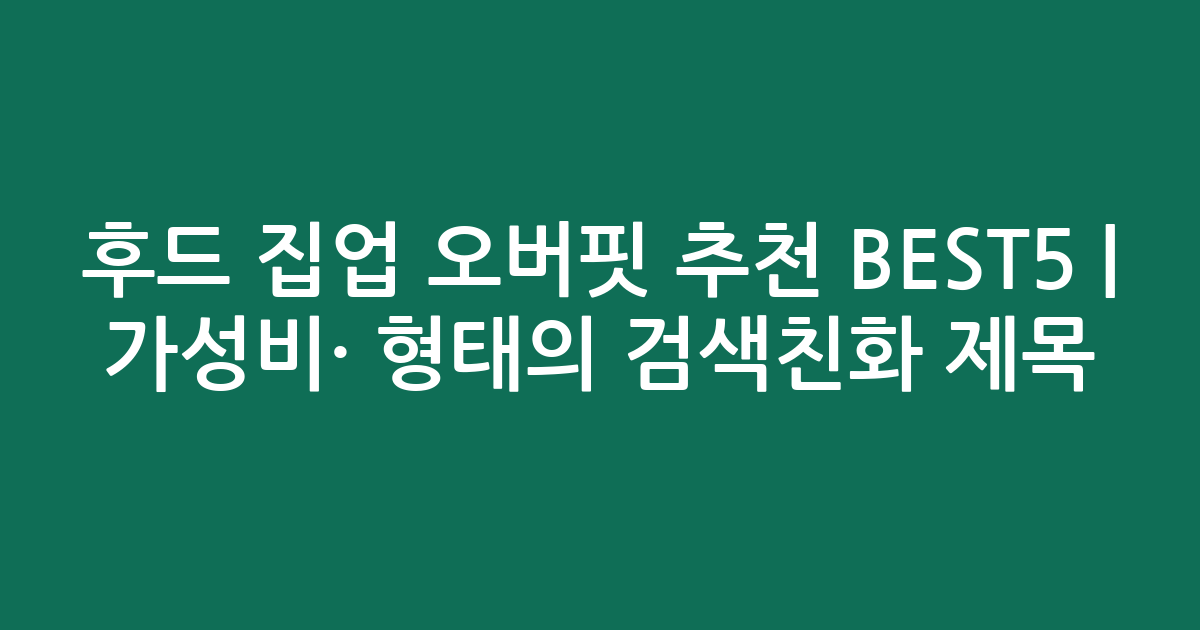 후드 집업 오버핏 추천 BEST5 | 가성비·인기 비교 형태의 검색친화 제목