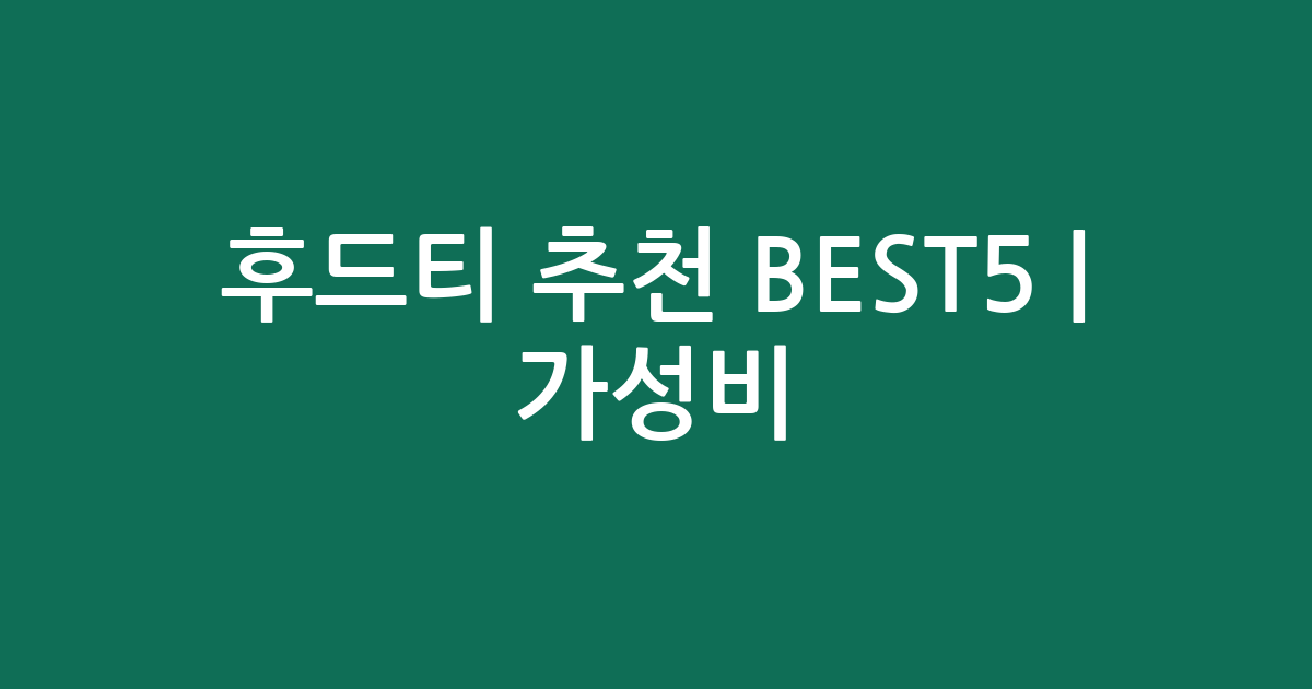 후드티 추천 BEST5 | 가성비·인기 비교