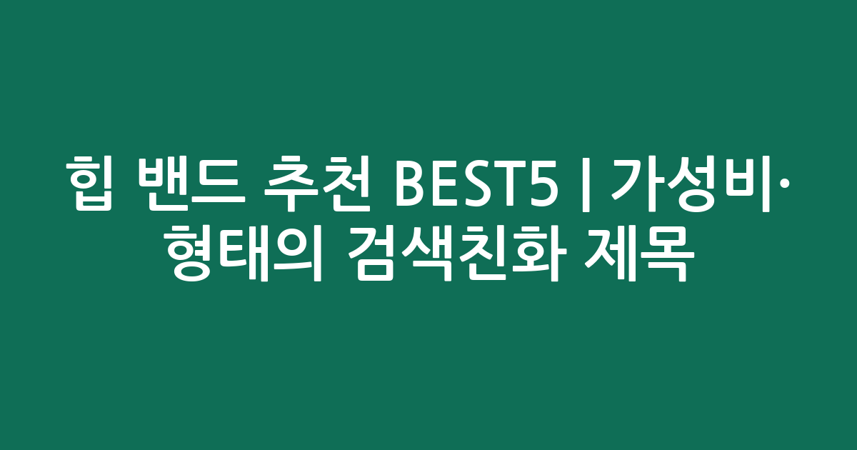 힙 밴드 추천 BEST5 | 가성비·인기 비교 형태의 검색친화 제목