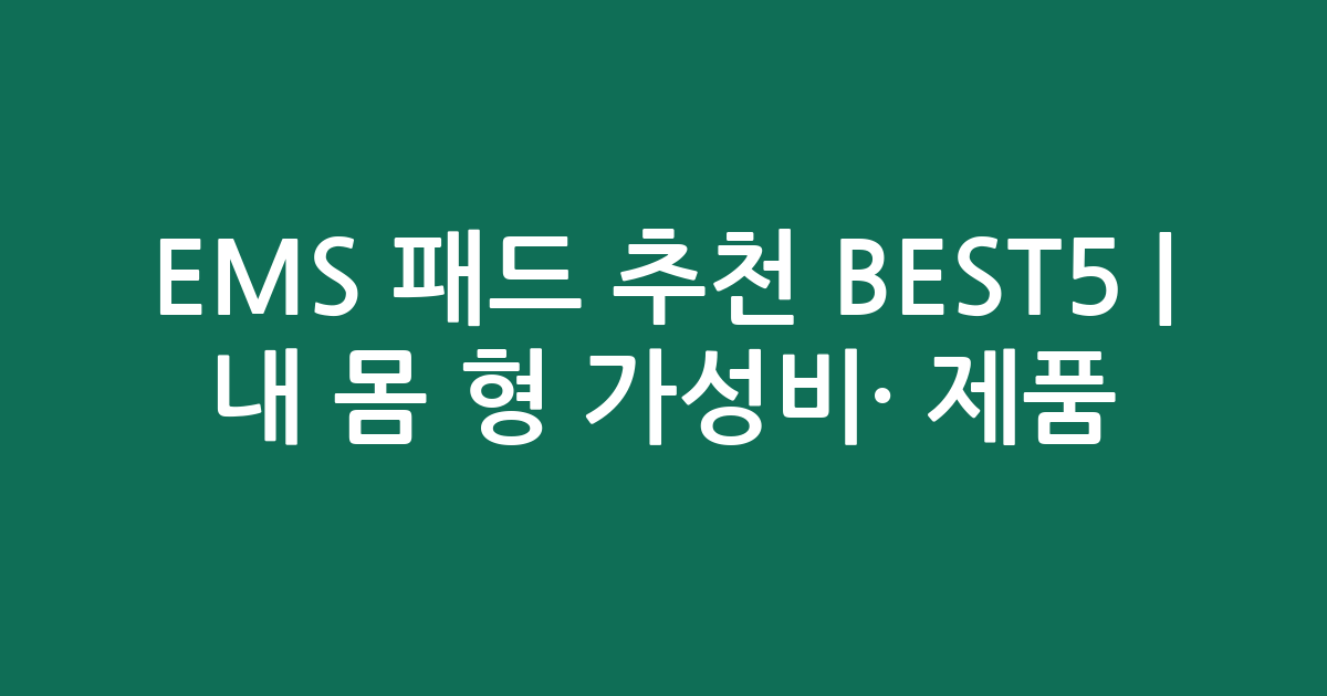 EMS 패드 추천 BEST5 | 내 몸 맞춤형 가성비·인기 제품 비교