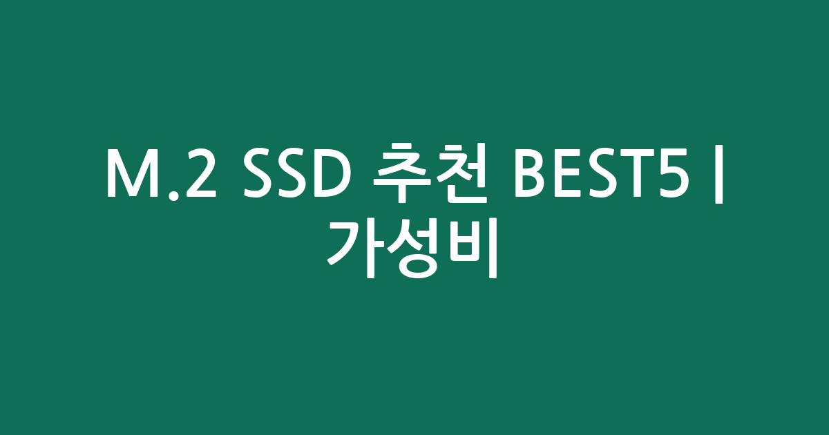 M.2 SSD 추천 BEST5 | 가성비·인기 비교