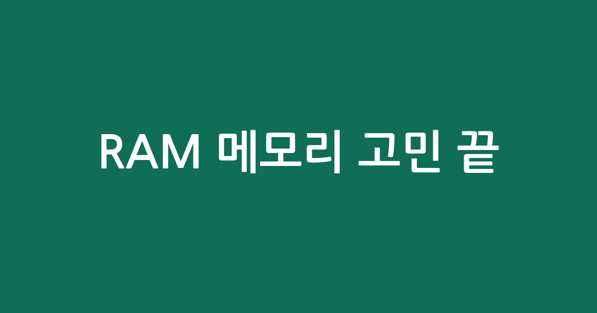 RAM 메모리 고민 끝! 써보고 고르는 BEST 꿀팁 🚀