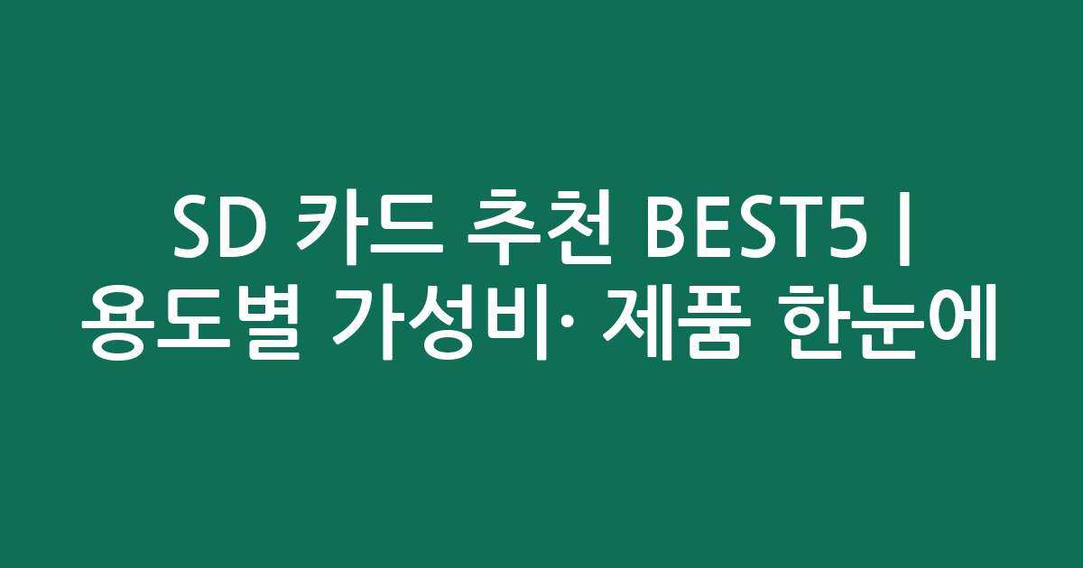 SD 카드 추천 BEST5 | 용도별 가성비·인기 제품 한눈에 비교