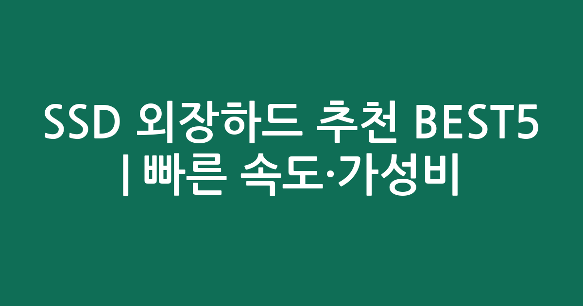 SSD 외장하드 추천 BEST5 | 빠른 속도·가성비 비교