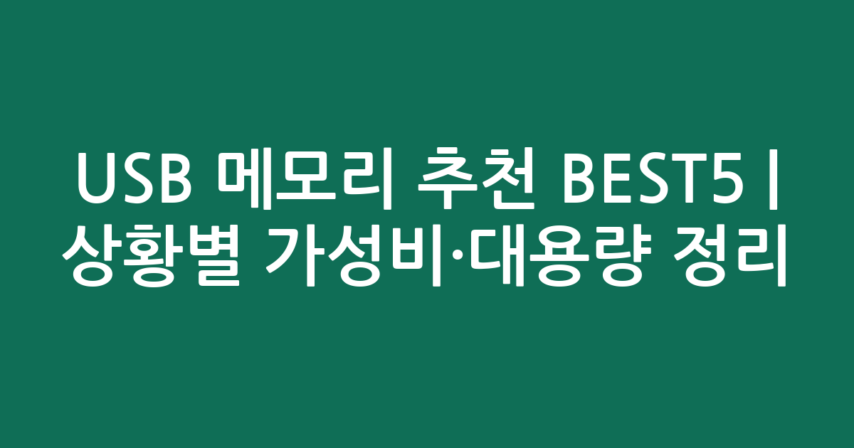 USB 메모리 추천 BEST5 | 상황별 가성비·대용량 비교 정리