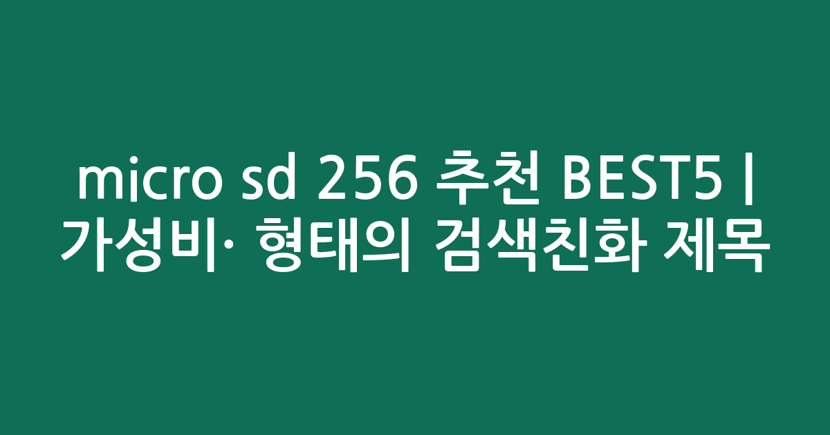 micro sd 256 추천 BEST5 | 가성비·인기 비교 형태의 검색친화 제목