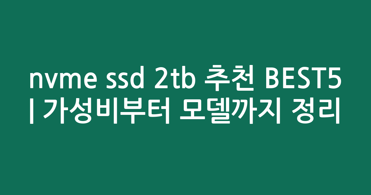 nvme ssd 2tb 추천 BEST5 | 가성비부터 인기 모델까지 비교 정리