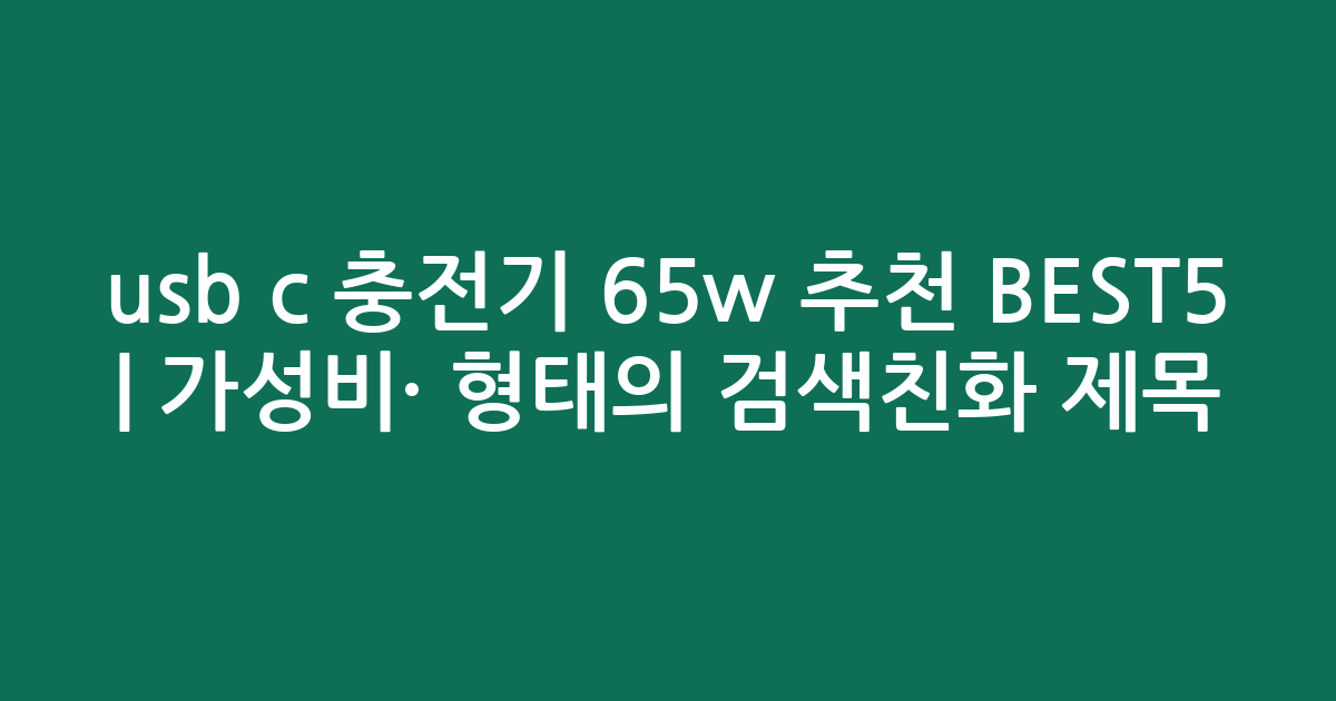 usb c 충전기 65w 추천 BEST5 | 가성비·인기 비교 형태의 검색친화 제목