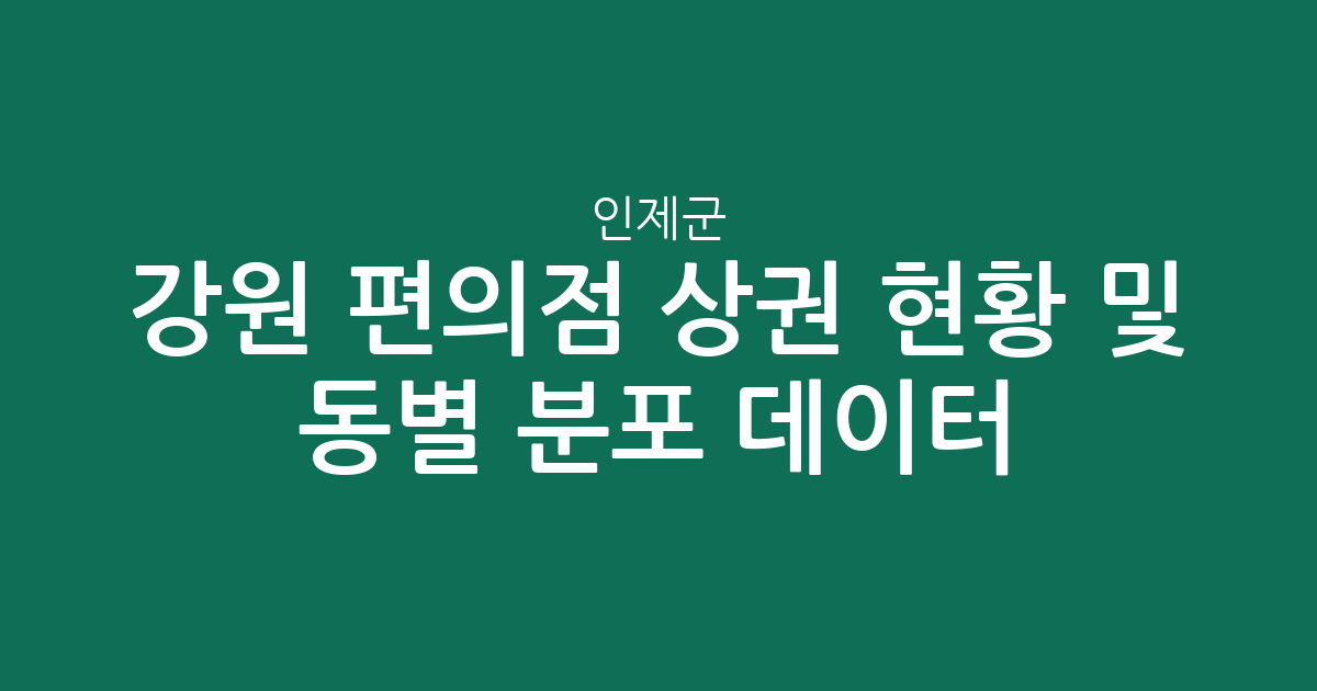 강원 인제군 편의점 상권 현황 및 동별 분포 데이터 분석