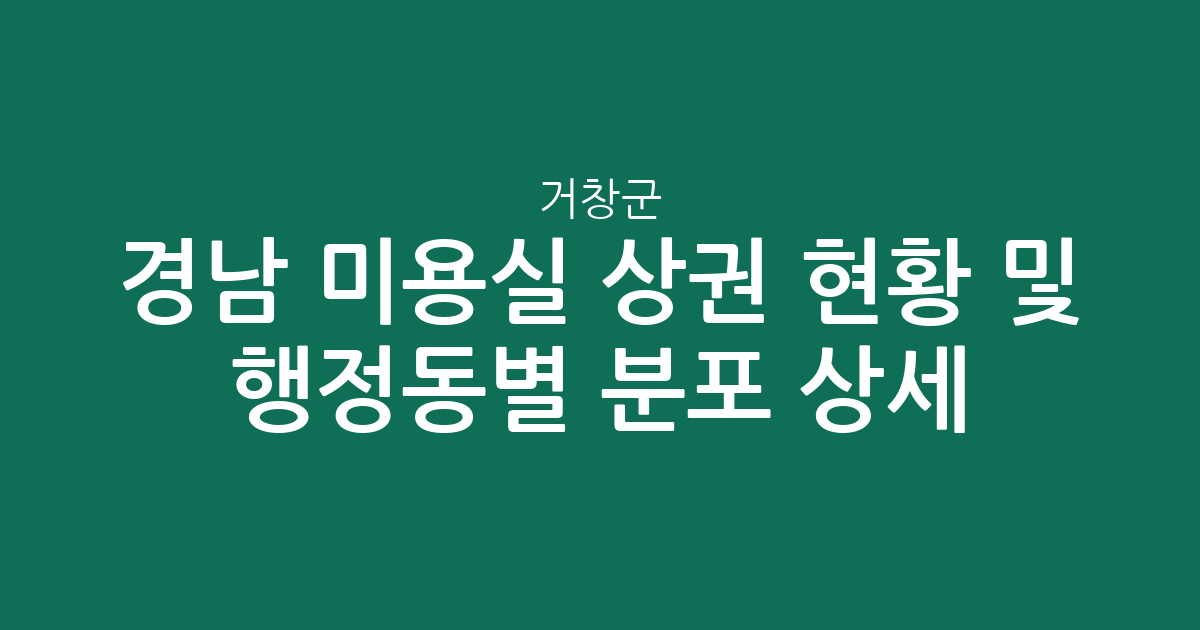 경남 거창군 미용실 상권 현황 및 행정동별 분포 상세 분석