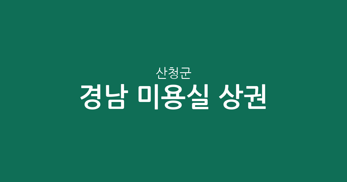 경남 산청군 미용실 상권 분석: 산청읍·신안면·시천면 밀집 현황