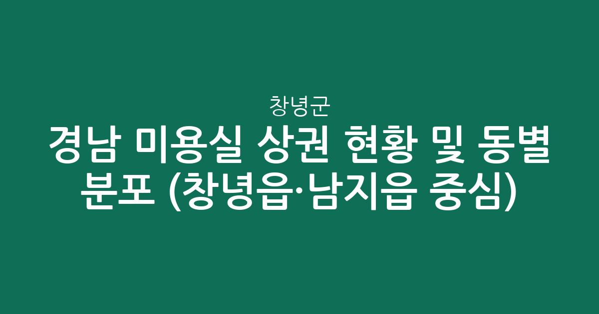경남 창녕군 미용실 상권 현황 및 동별 분포 분석 (창녕읍·남지읍 중심)