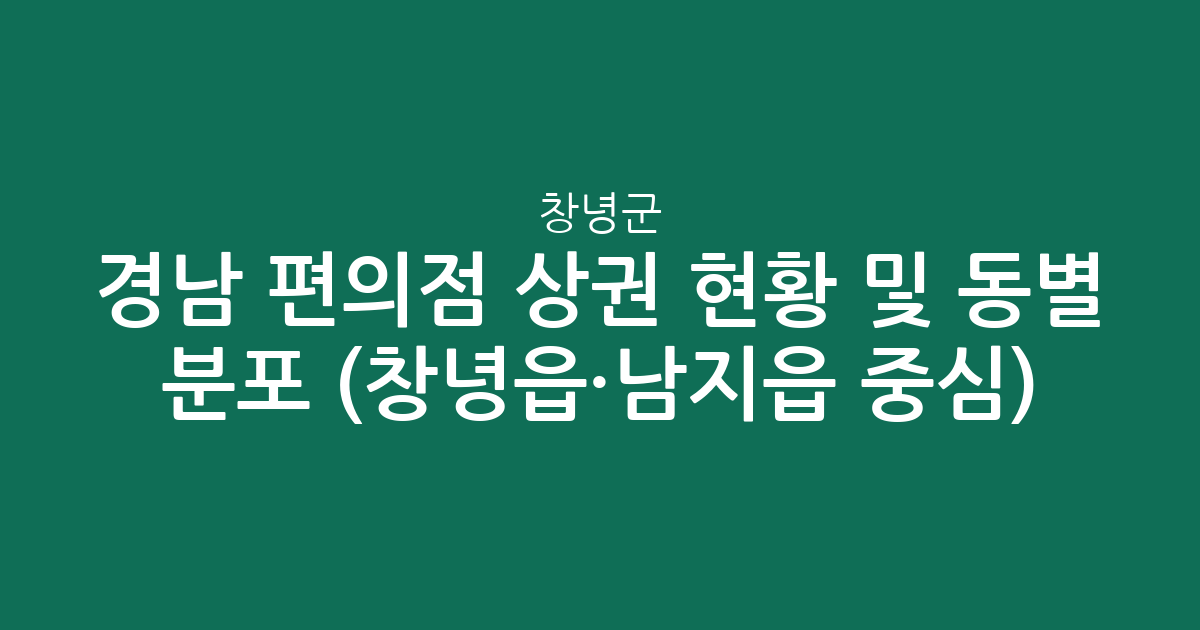 경남 창녕군 편의점 상권 현황 및 동별 분포 분석 (창녕읍·남지읍 중심)