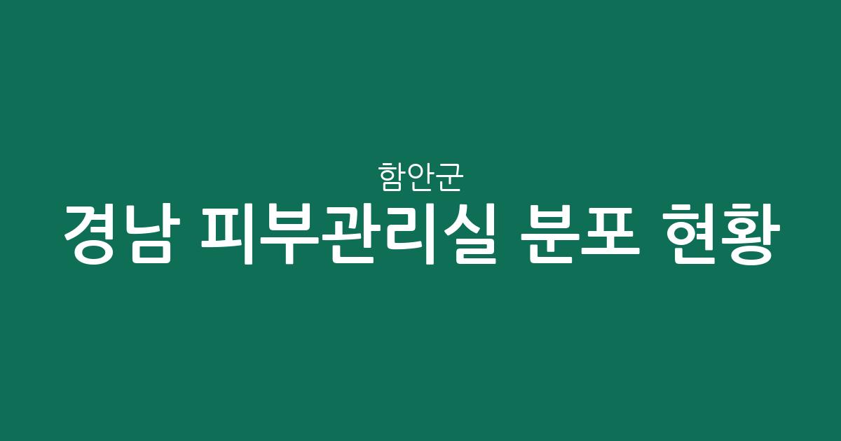 경남 함안군 피부관리실 분포 현황: 가야읍과 칠원읍 중심의 지역 상권 분석