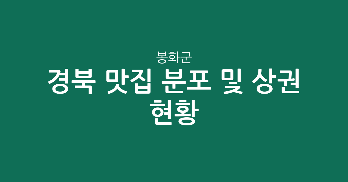 경북 봉화군 맛집 분포 및 상권 현황 분석: 봉화읍부터 춘양면까지