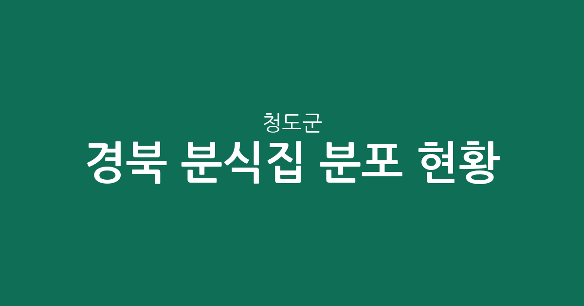 경북 청도군 분식집 분포 현황 분석: 청도읍부터 면 단위까지 한눈에 보기