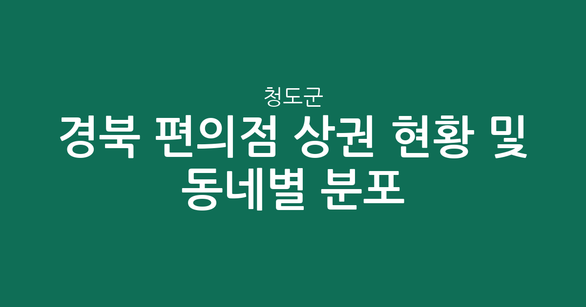 경북 청도군 편의점 상권 현황 및 동네별 분포 분석