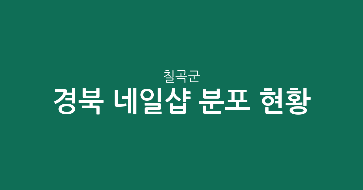 경북 칠곡군 네일샵 분포 현황: 왜관·석적·북삼 중심의 상권 분석
