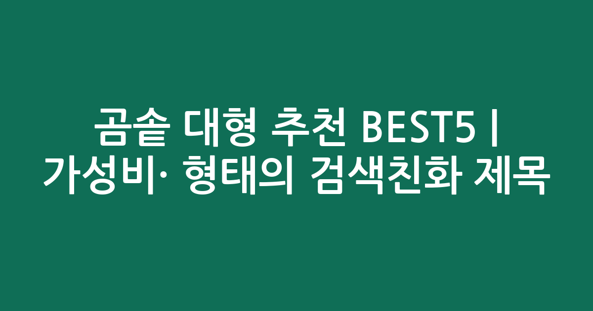 곰솥 대형 추천 BEST5 | 가성비·인기 비교 형태의 검색친화 제목