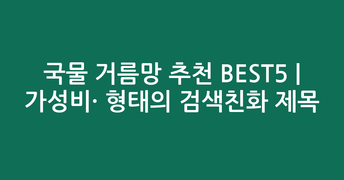 국물 거름망 추천 BEST5 | 가성비·인기 비교 형태의 검색친화 제목