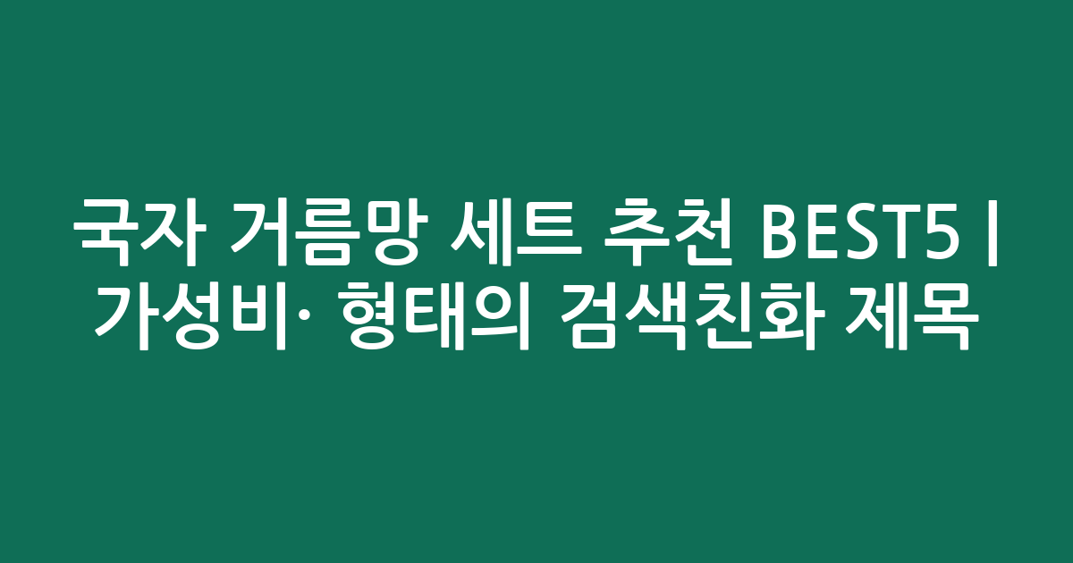 국자 거름망 세트 추천 BEST5 | 가성비·인기 비교 형태의 검색친화 제목
