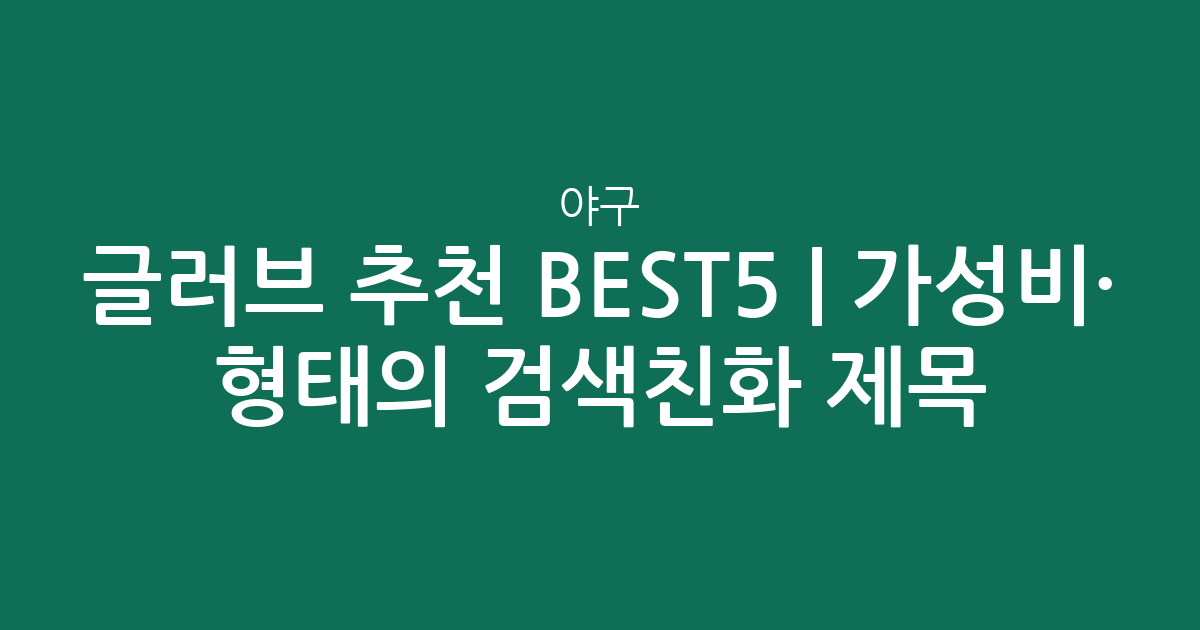 글러브 야구 추천 BEST5 | 가성비·인기 비교 형태의 검색친화 제목
