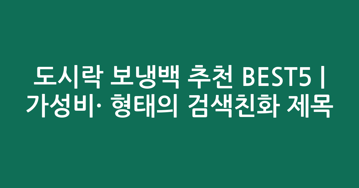 도시락 보냉백 추천 BEST5 | 가성비·인기 비교 형태의 검색친화 제목