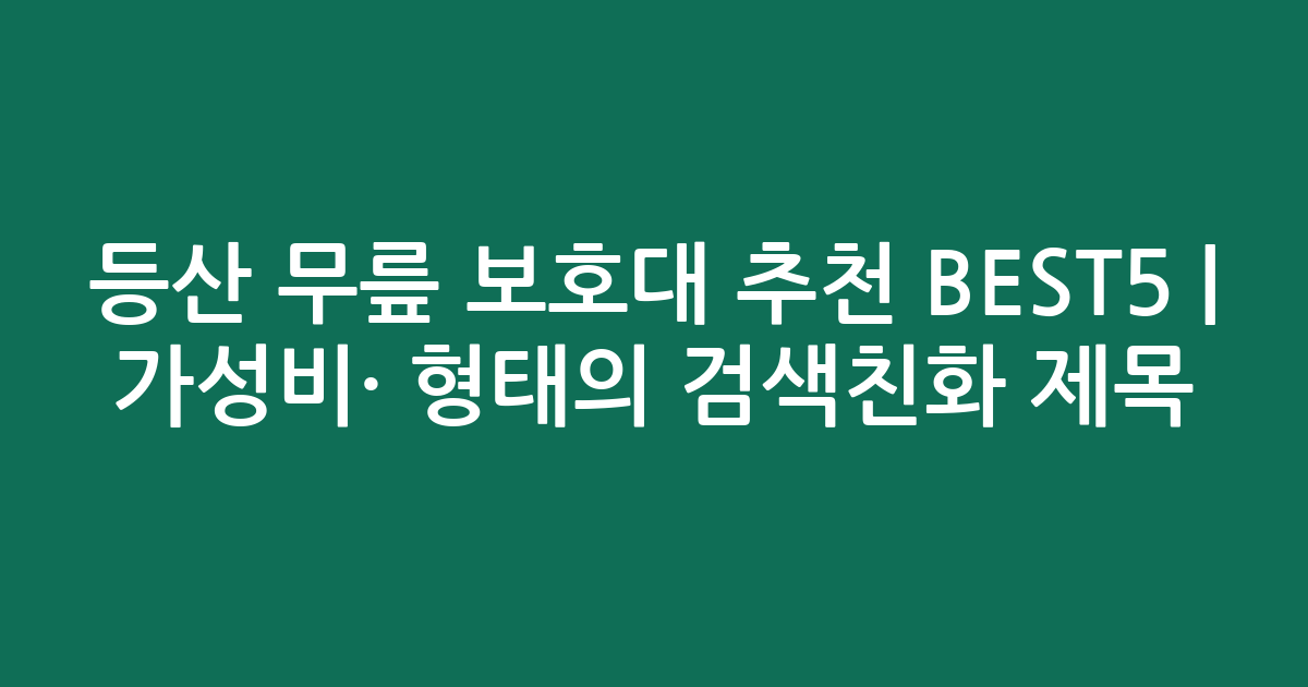 등산 무릎 보호대 추천 BEST5 | 가성비·인기 비교 형태의 검색친화 제목