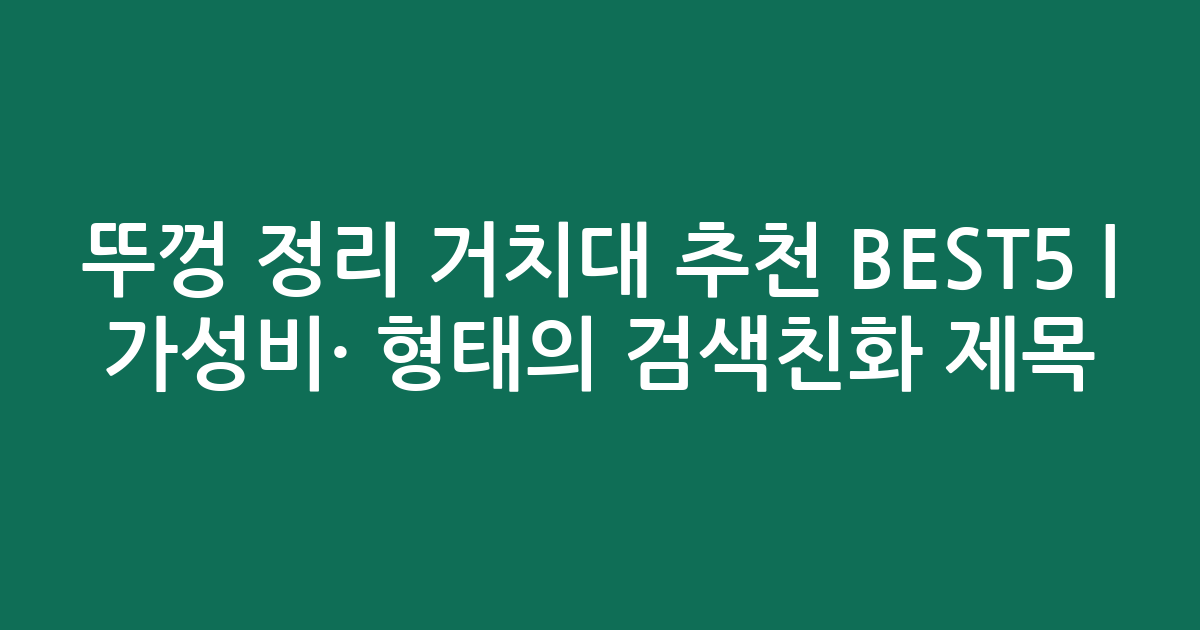 뚜껑 정리 거치대 추천 BEST5 | 가성비·인기 비교 형태의 검색친화 제목