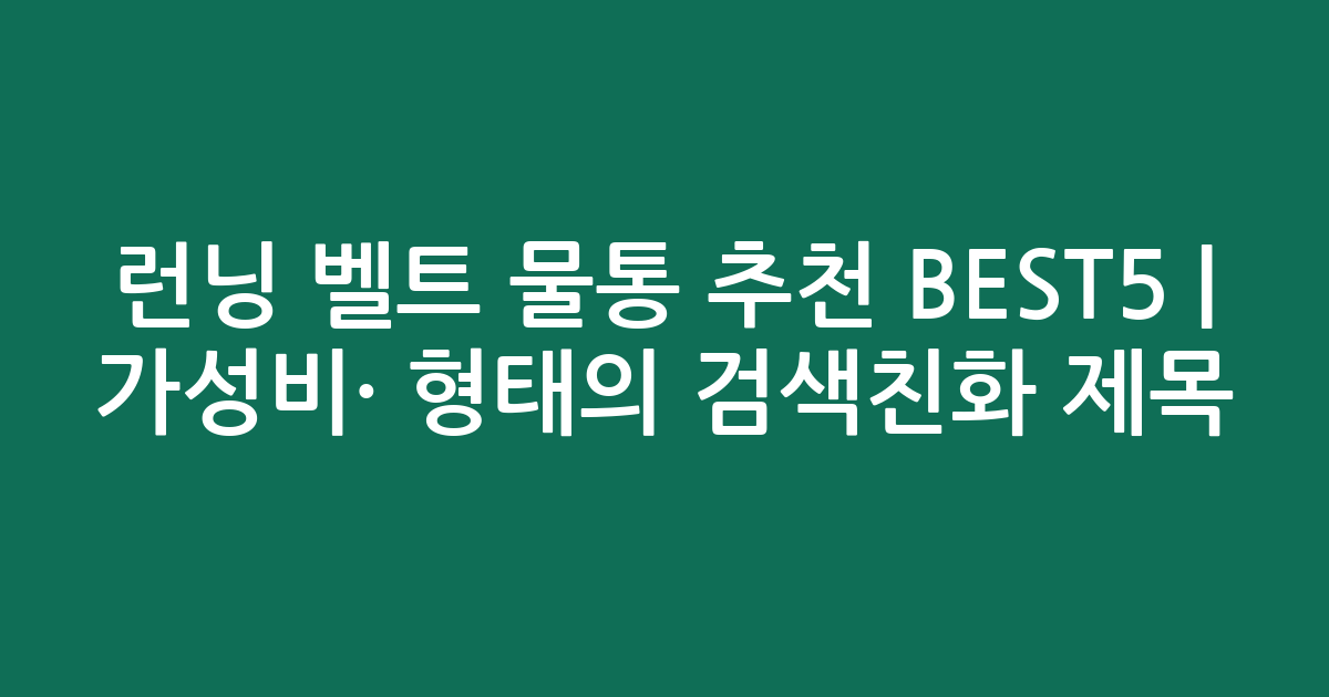 런닝 벨트 물통 추천 BEST5 | 가성비·인기 비교 형태의 검색친화 제목