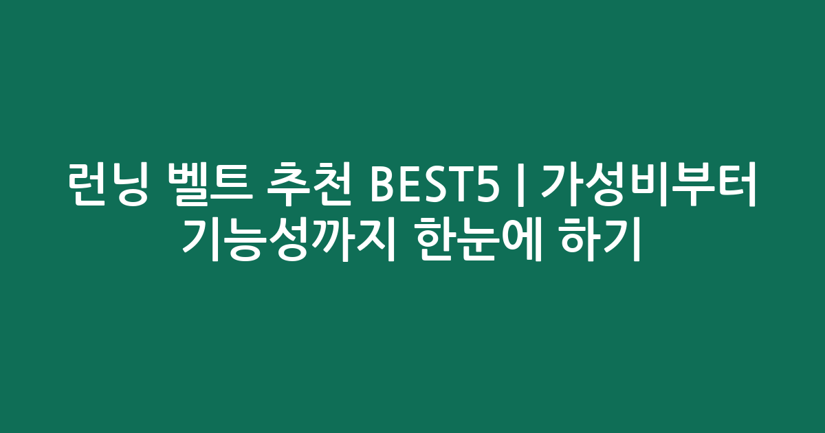 런닝 벨트 추천 BEST5 | 가성비부터 기능성까지 한눈에 비교하기