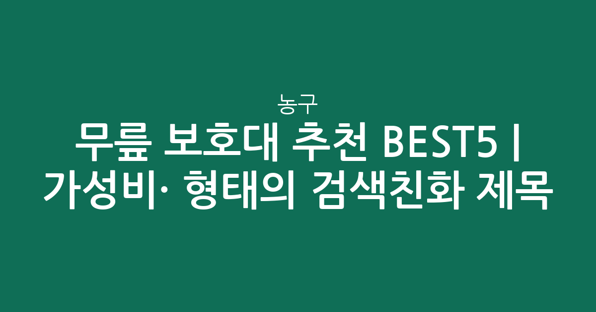 무릎 보호대 농구 추천 BEST5 | 가성비·인기 비교 형태의 검색친화 제목