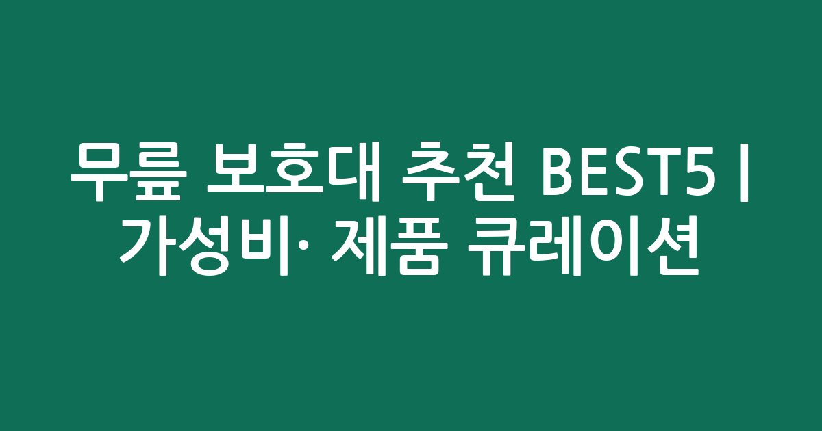 무릎 보호대 추천 BEST5 | 가성비·인기 제품 비교 큐레이션