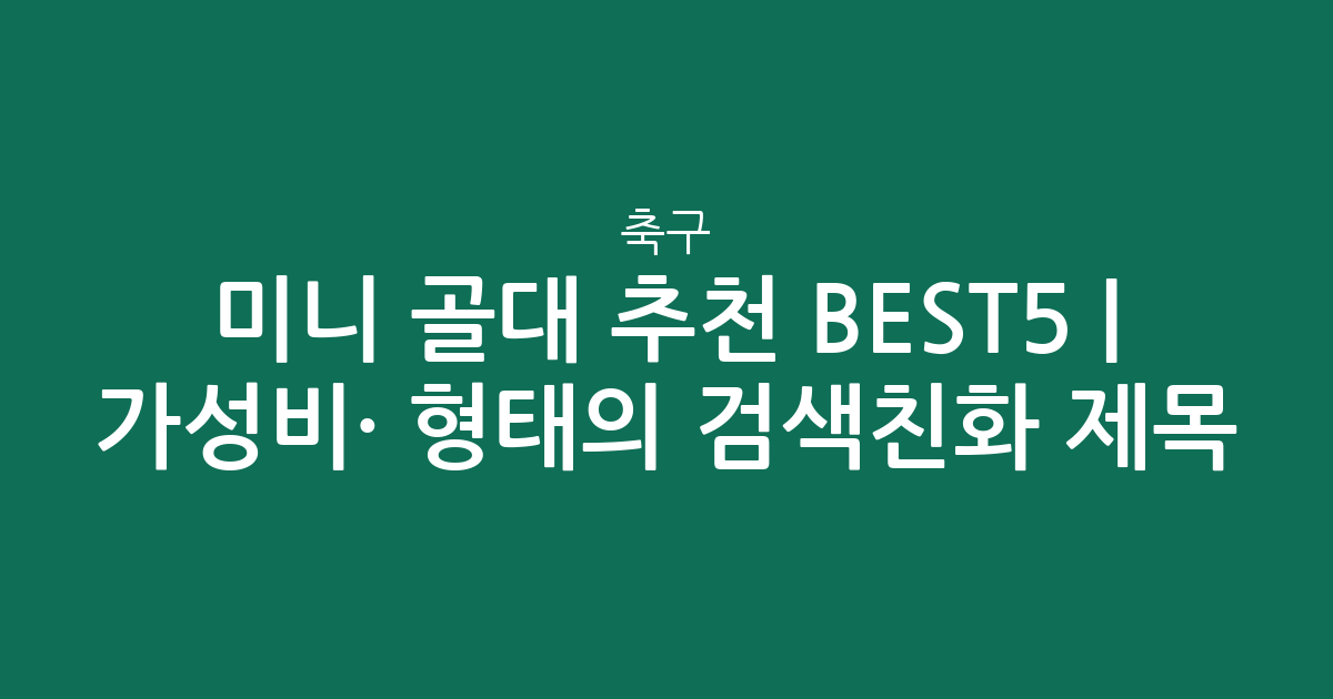 미니 축구 골대 추천 BEST5 | 가성비·인기 비교 형태의 검색친화 제목