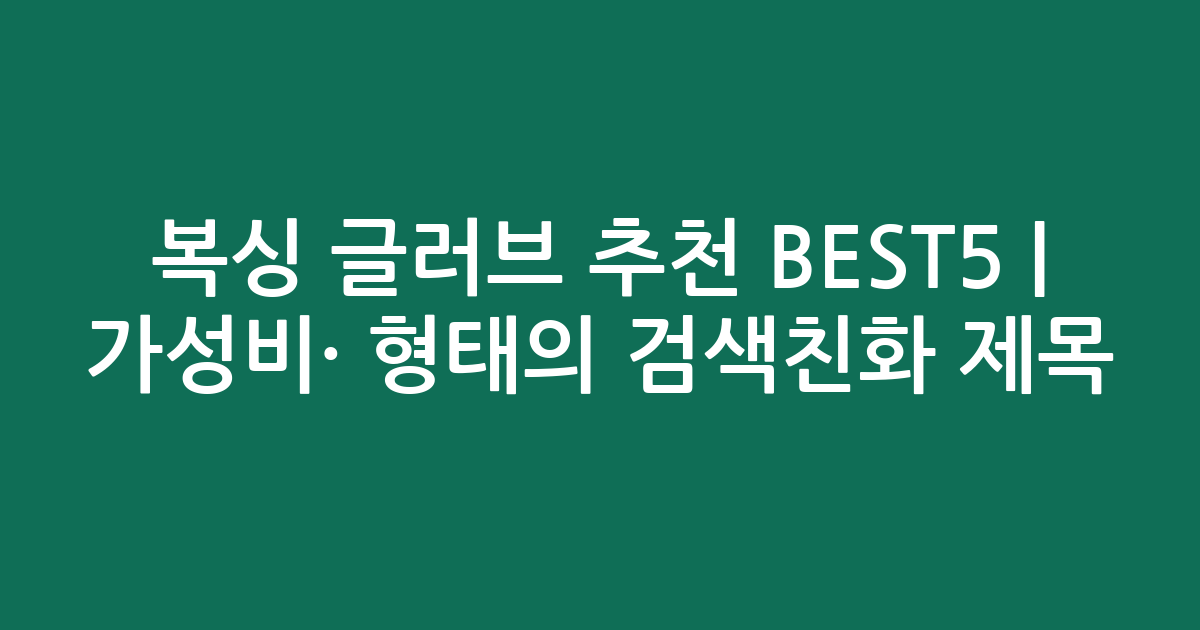 복싱 글러브 추천 BEST5 | 가성비·인기 비교 형태의 검색친화 제목