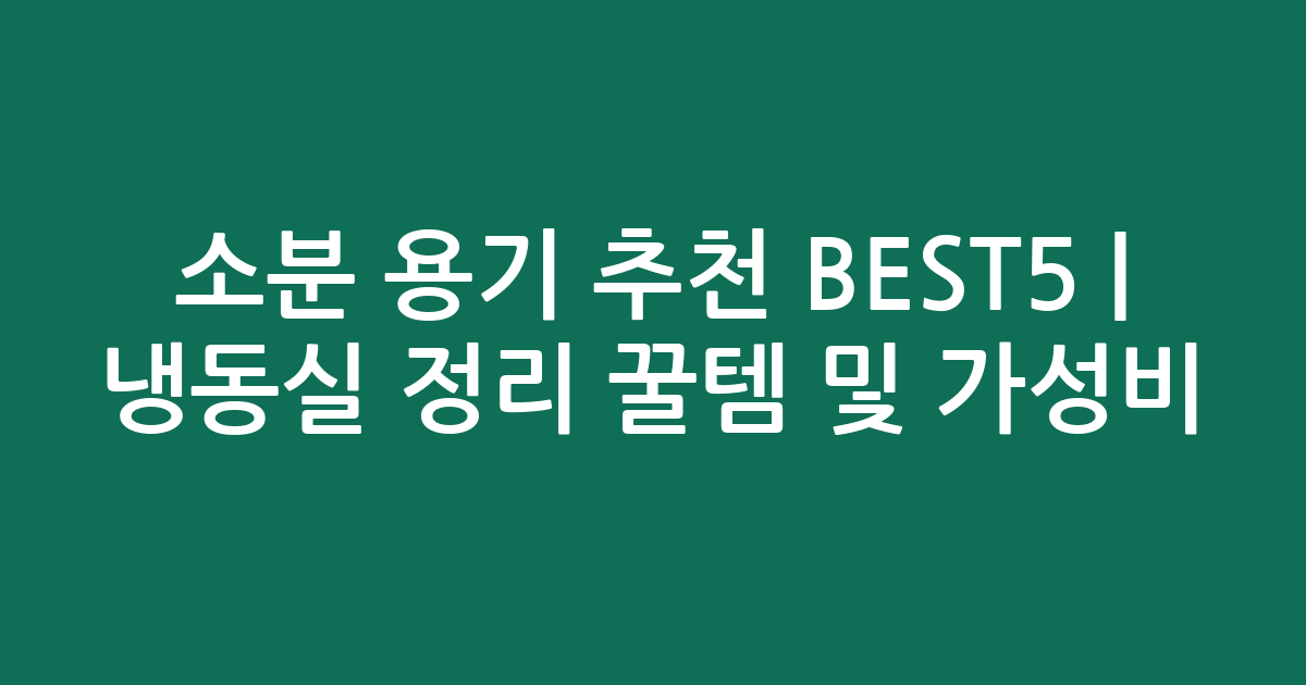 소분 용기 추천 BEST5 | 냉동실 정리 꿀템 및 가성비 비교