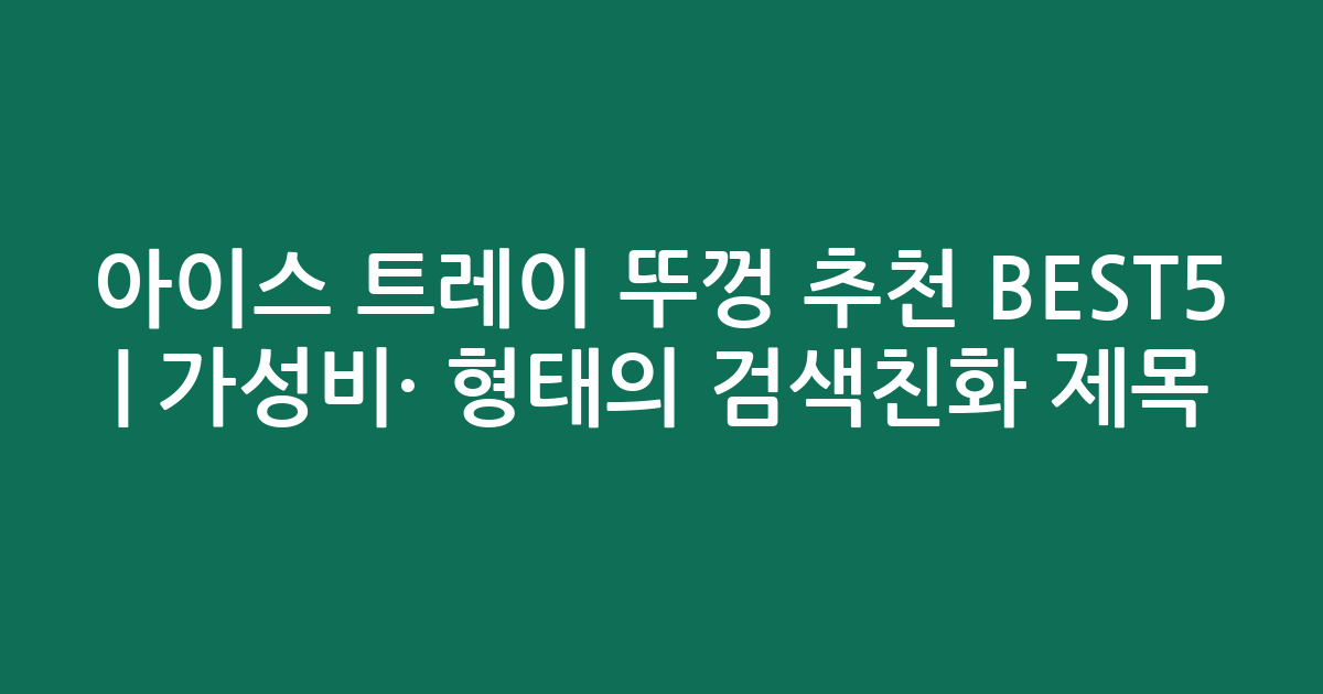 아이스 트레이 뚜껑 추천 BEST5 | 가성비·인기 비교 형태의 검색친화 제목