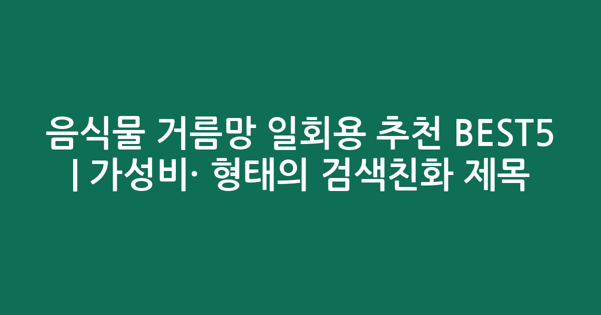 음식물 거름망 일회용 추천 BEST5 | 가성비·인기 비교 형태의 검색친화 제목