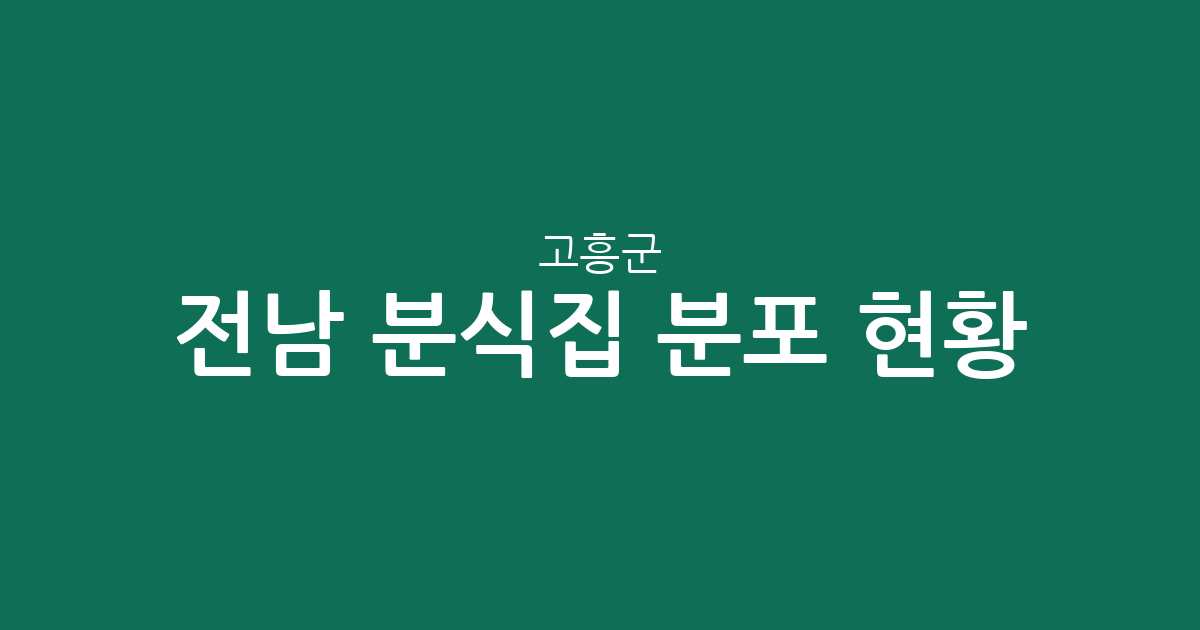 전남 고흥군 분식집 분포 현황 분석: 도양읍과 고흥읍 중심의 상권 정보