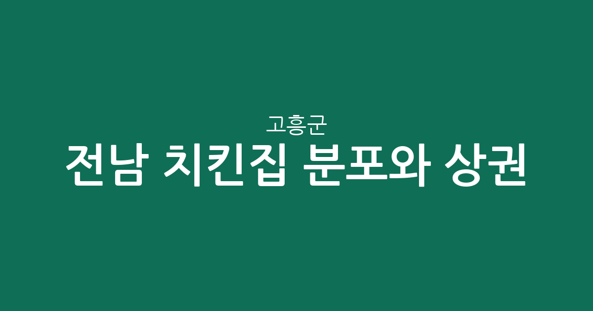 전남 고흥군 치킨집 분포와 상권 분석: 고흥읍부터 도양읍까지 주요 밀집지 정보