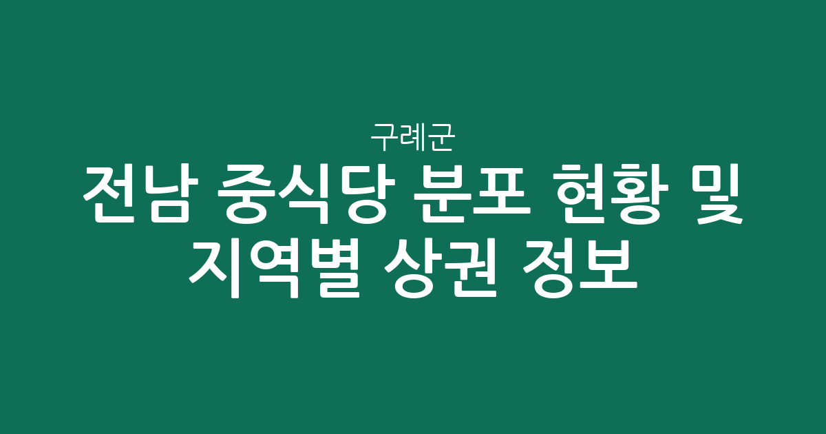 전남 구례군 중식당 분포 현황 및 지역별 상권 분석 정보