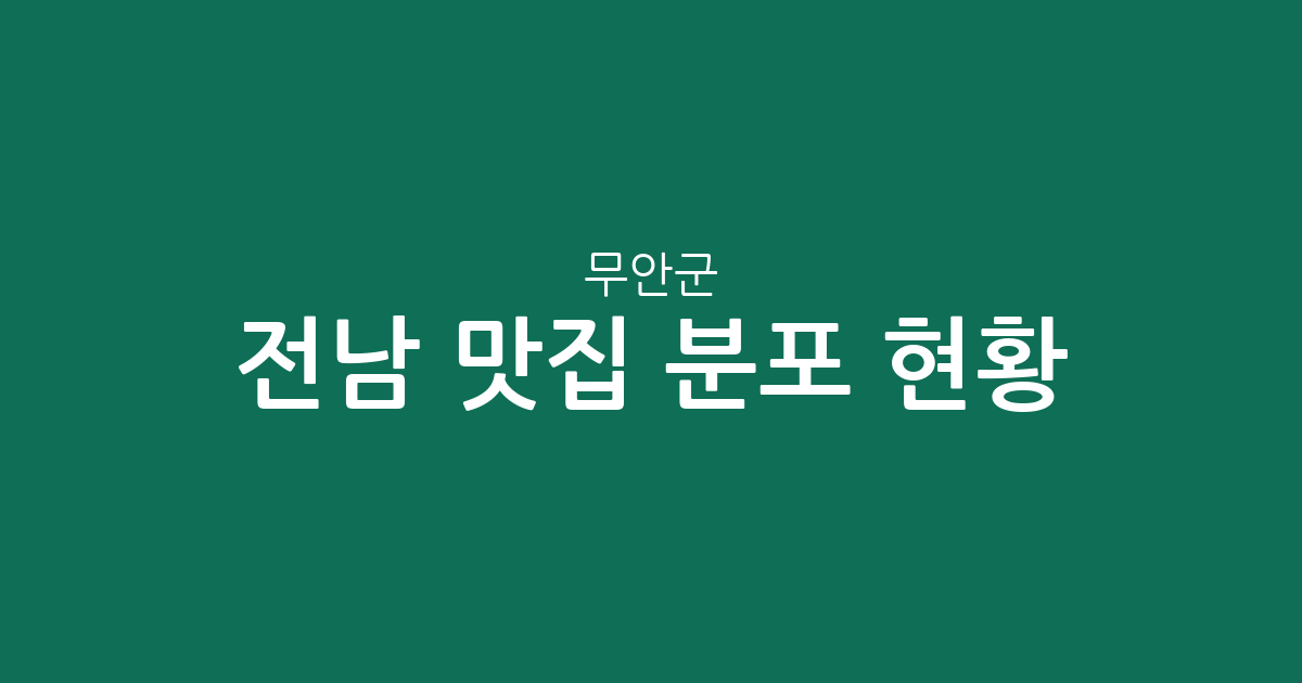 전남 무안군 맛집 분포 현황 분석: 삼향읍부터 무안읍까지 인기 맛집 상권 살펴보기