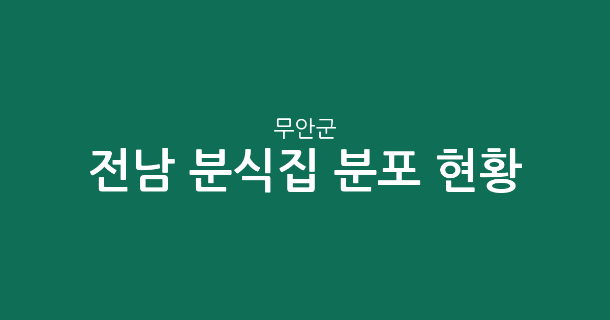 전남 무안군 분식집 분포 현황 분석: 삼향읍부터 무안읍까지 상권 특징