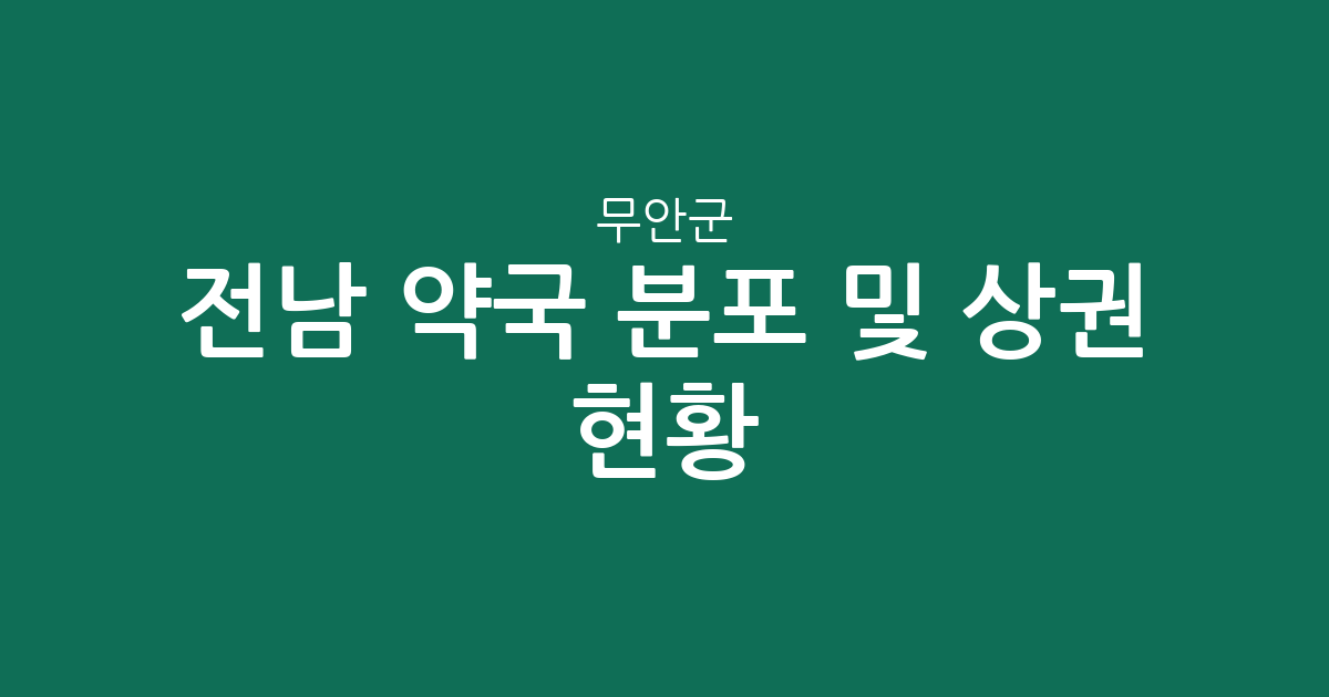 전남 무안군 약국 분포 및 상권 현황 분석: 삼향읍부터 무안읍까지 동별 밀집도 알아보기