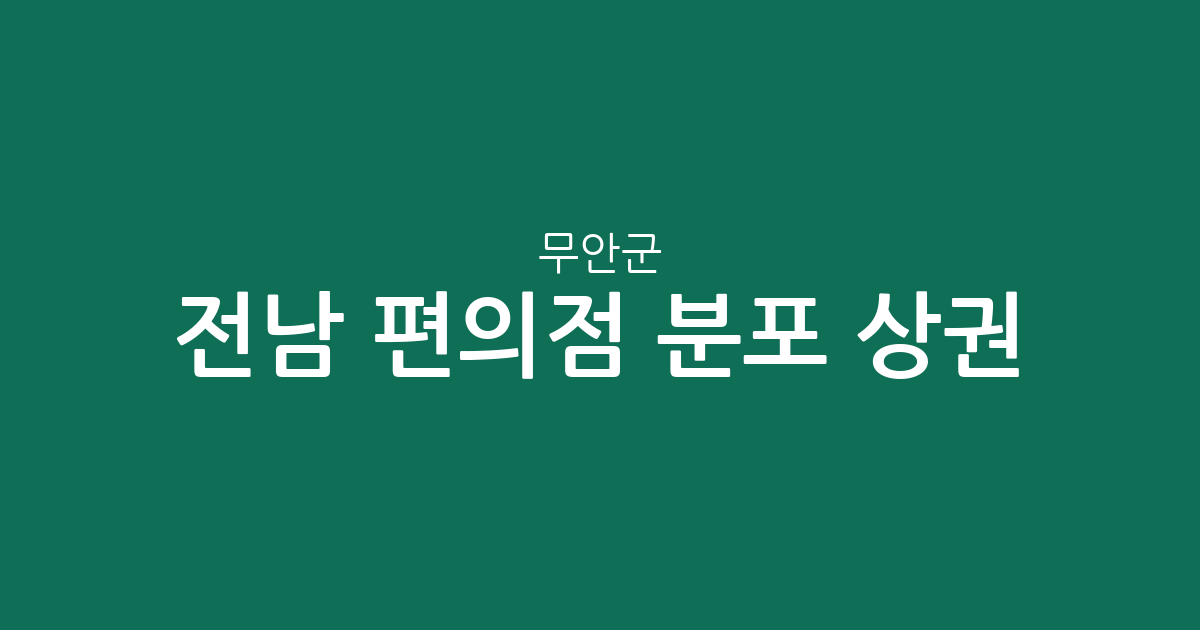 전남 무안군 편의점 분포 상권 분석: 삼향읍부터 주요 읍·면별 현황까지