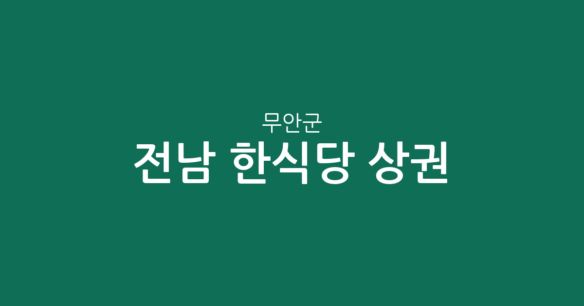 전남 무안군 한식당 상권 분석: 삼향읍·무안읍 중심의 지역별 분포 현황