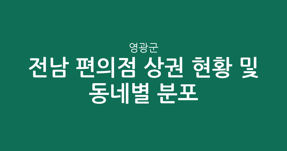 전남 영광군 편의점 상권 현황 및 동네별 분포 분석